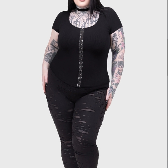 Killstar Black Distressed Leggings - Picture 5 of 5